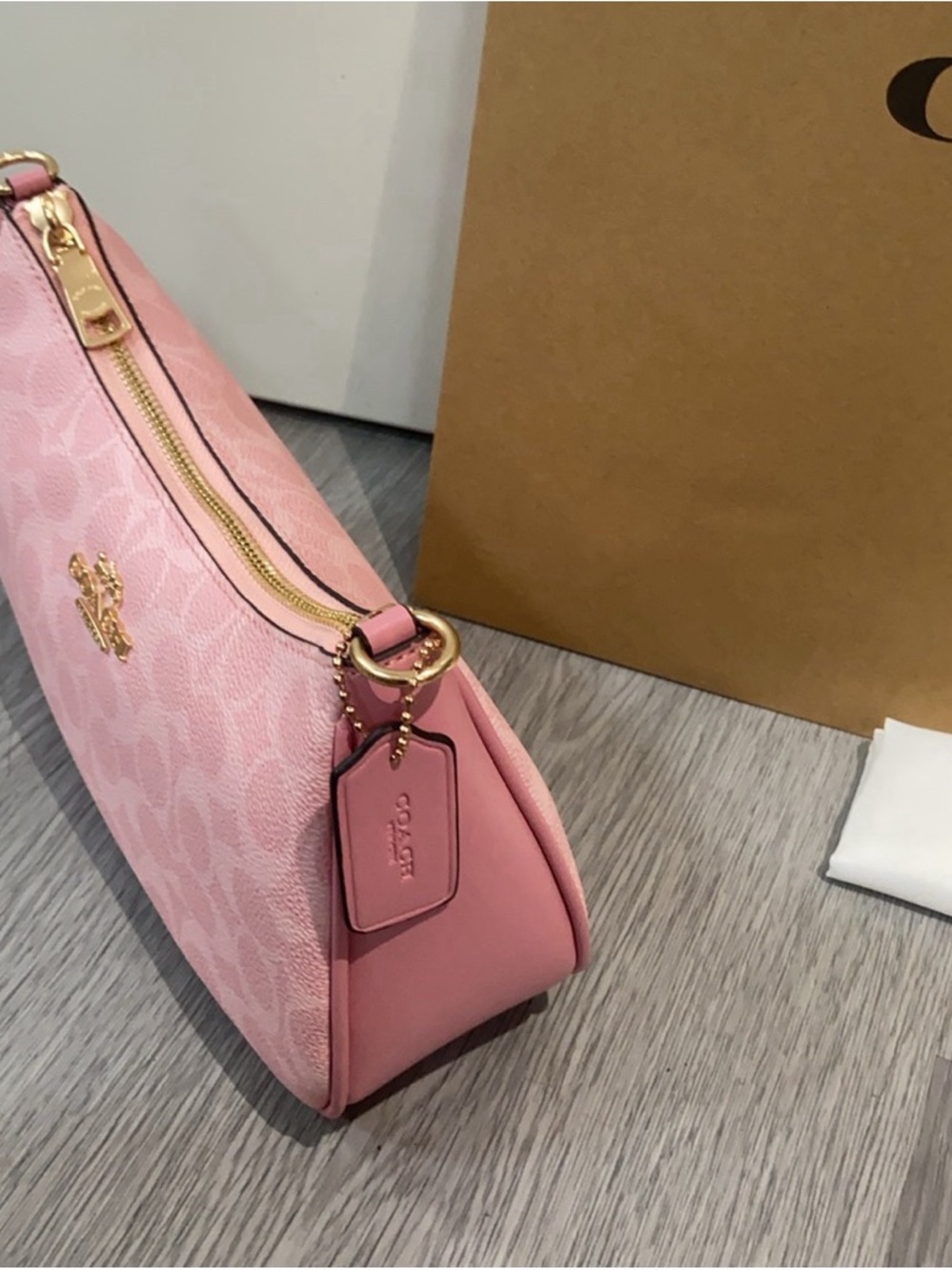 NWT Coach Teri Shoulder Bag In Signature Canvas With Charms Powder Pink - Picture 7 of 9